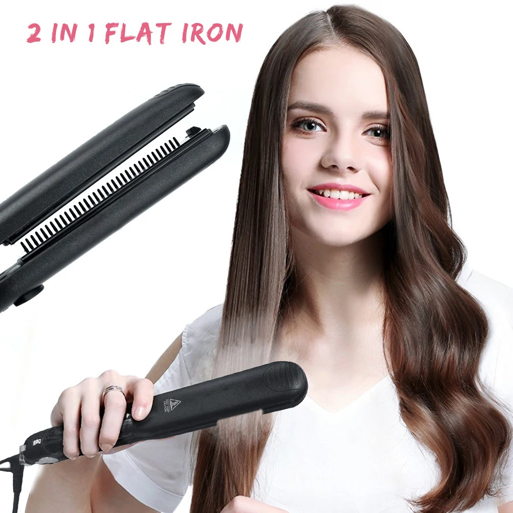 

Steam Hair Straightener Professional Flat Iron Hair Straightening Iron Brush Titanium Ceramic Hair Comb Steam Straightener