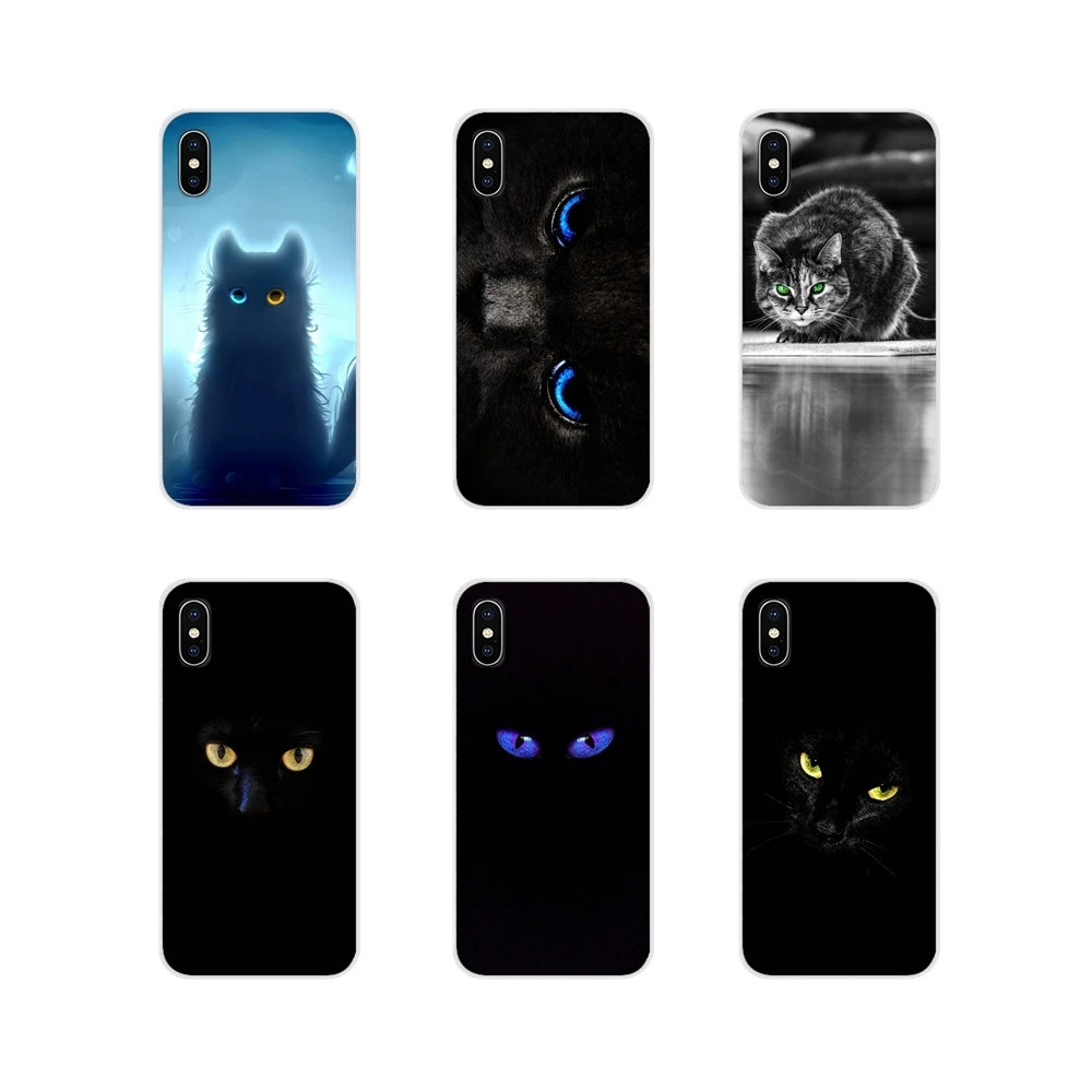 TPU прозрачные чехлы для Apple iPhone X XR XS MAX 4 4S 5 5S 5C SE 6 6S 7 8 Plus ipod touch Cool Black Cat Green
