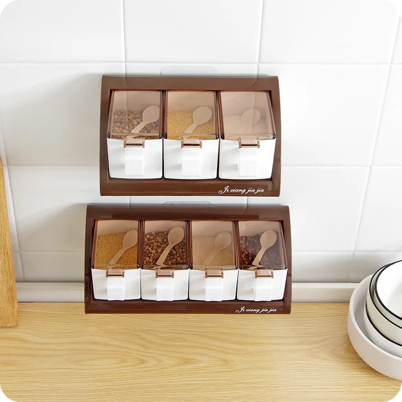 Практичная настенная пластиковая Бытовая кухонная коробка для приправ с