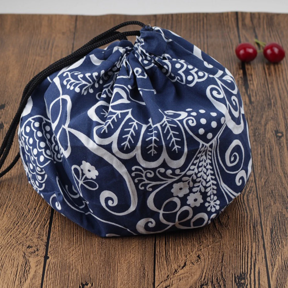 Тканевая термоизолированная Портативная сумка для ланча Bento на шнурке