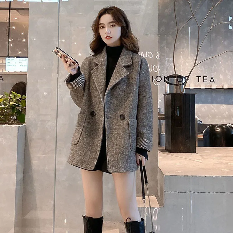 Модный шерстяной костюм пальто женский осенне-зимний новый высококачественный