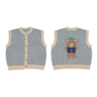 2021 ps brand kids knit vest new winter autumn boys girls cute bear print sleeveless jacket baby toddler cotton outwear clothes