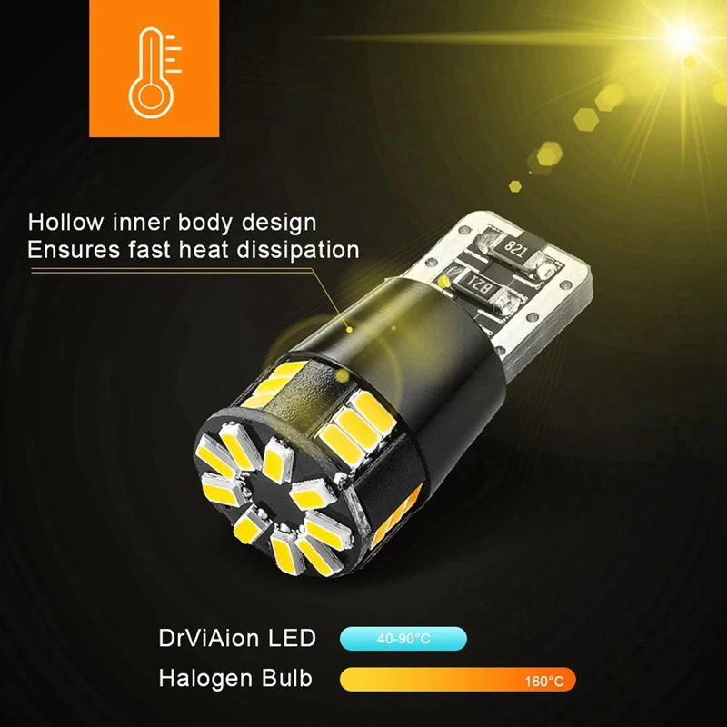 

4X T10 501 194 W5W 24SMD LED Car HID CANBUS Error Free Wedge Clearance Side Marker Lights 6000K White & 3000K Yellow