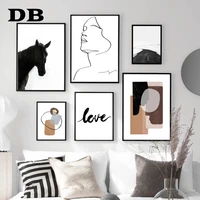 abstract line lady color block horse road wall art canvas painting nordic posters and prints wall pictures for living room decor