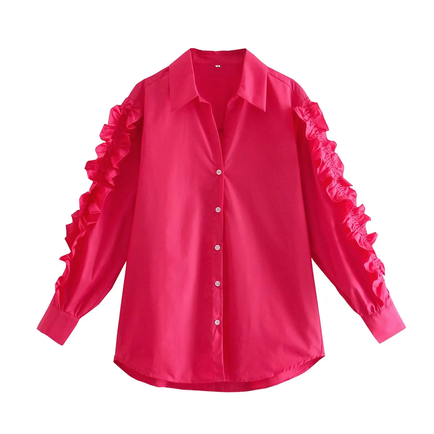 

Женская рубашка с оборками, шикарная офисная блузка с длинным рукавом, весна