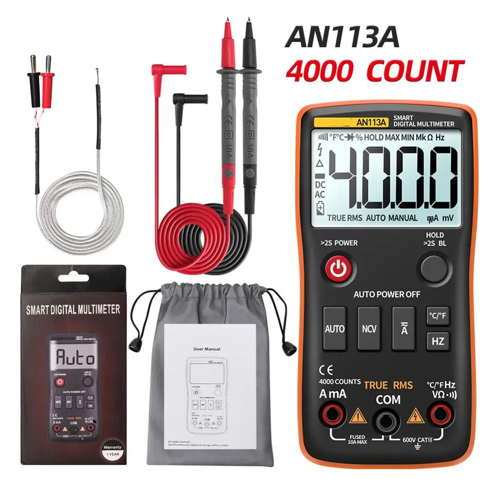 Non-contact Analog Digital Multimeter Support True RMS NCV Automatic multimeter Resistance Voltage Temperature Multi-metro Meter |