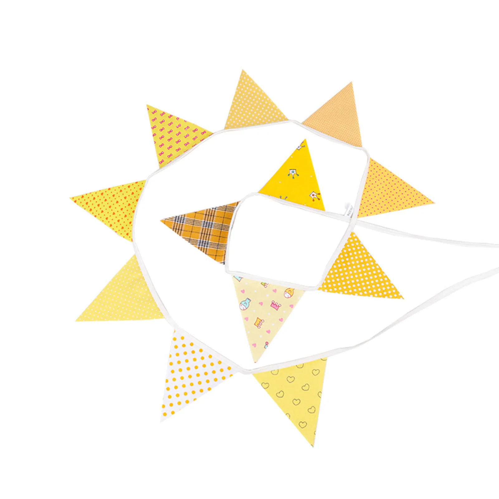 

27.5feet Fabric Bunting Banner Pastoral Yellow Flower Bunting Banner Flags For Party Wedding Birthday Garden Home Decor