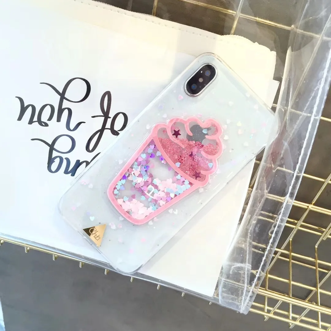 Милый Blingbling чехол для телефона с мороженым Блестящий Мягкий зыбучим песком