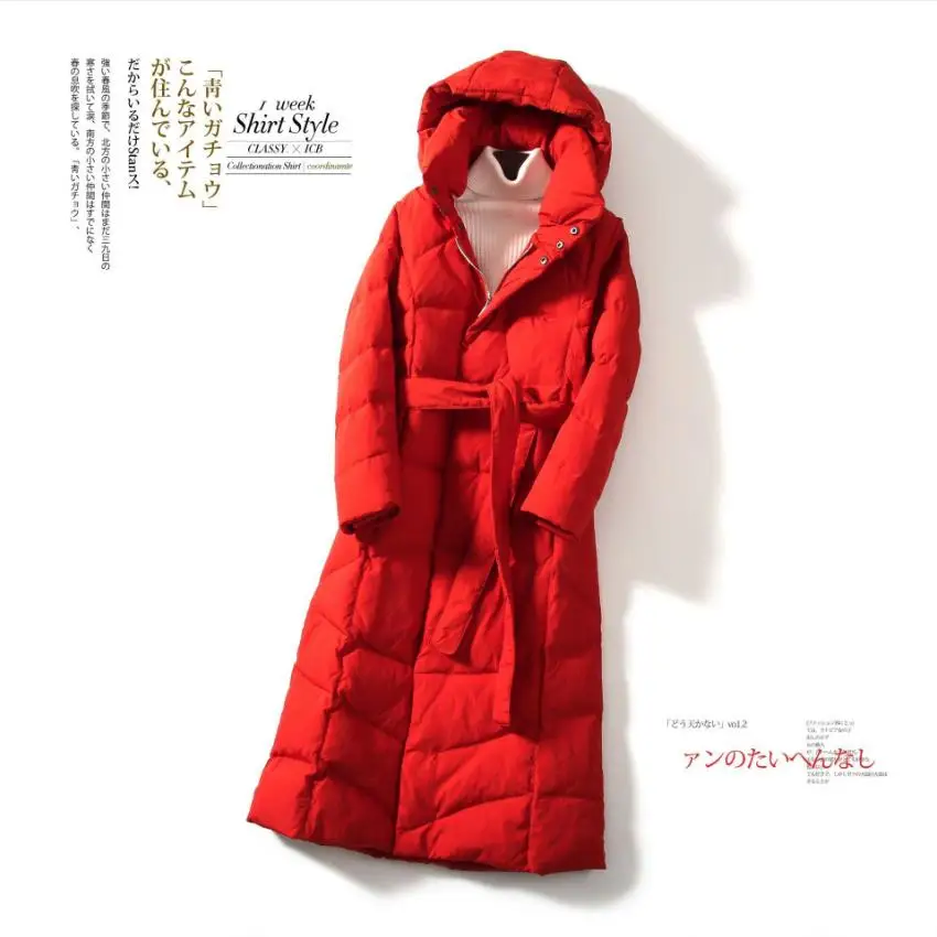 Winter fashion brand good quality X-long over the knee fluffy duck down coat female hooded warm parkas wq138 dropship | Женская одежда