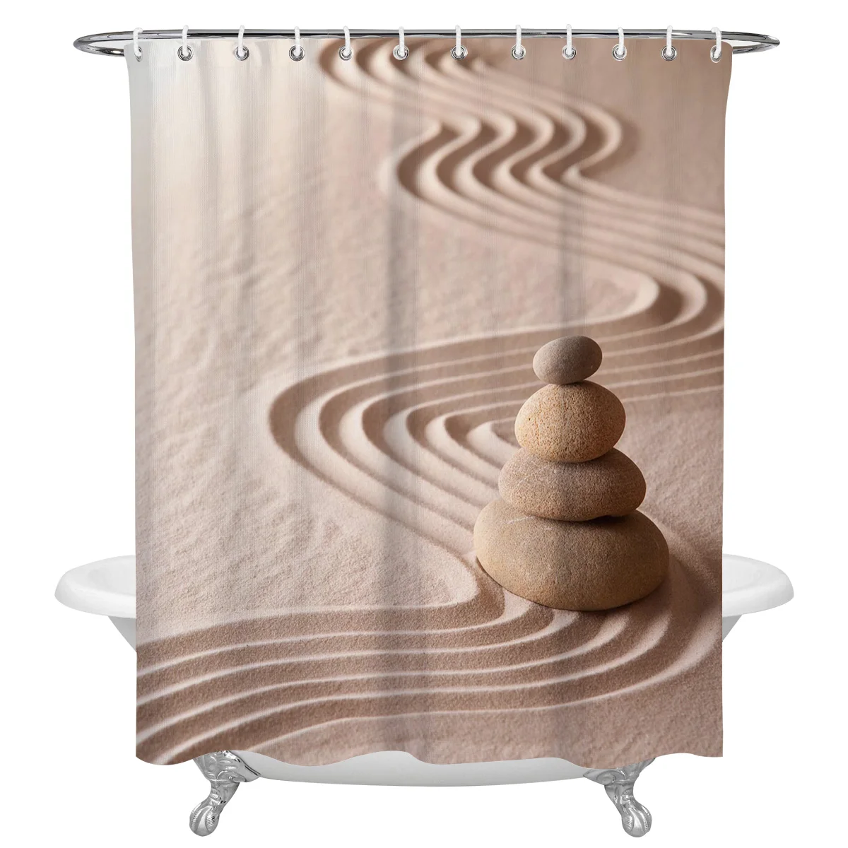 

Zen Garden Stones Sand Shower Curtain Home Bathroom Decor Shower Curtain Waterproof Christmas Shower Curtain