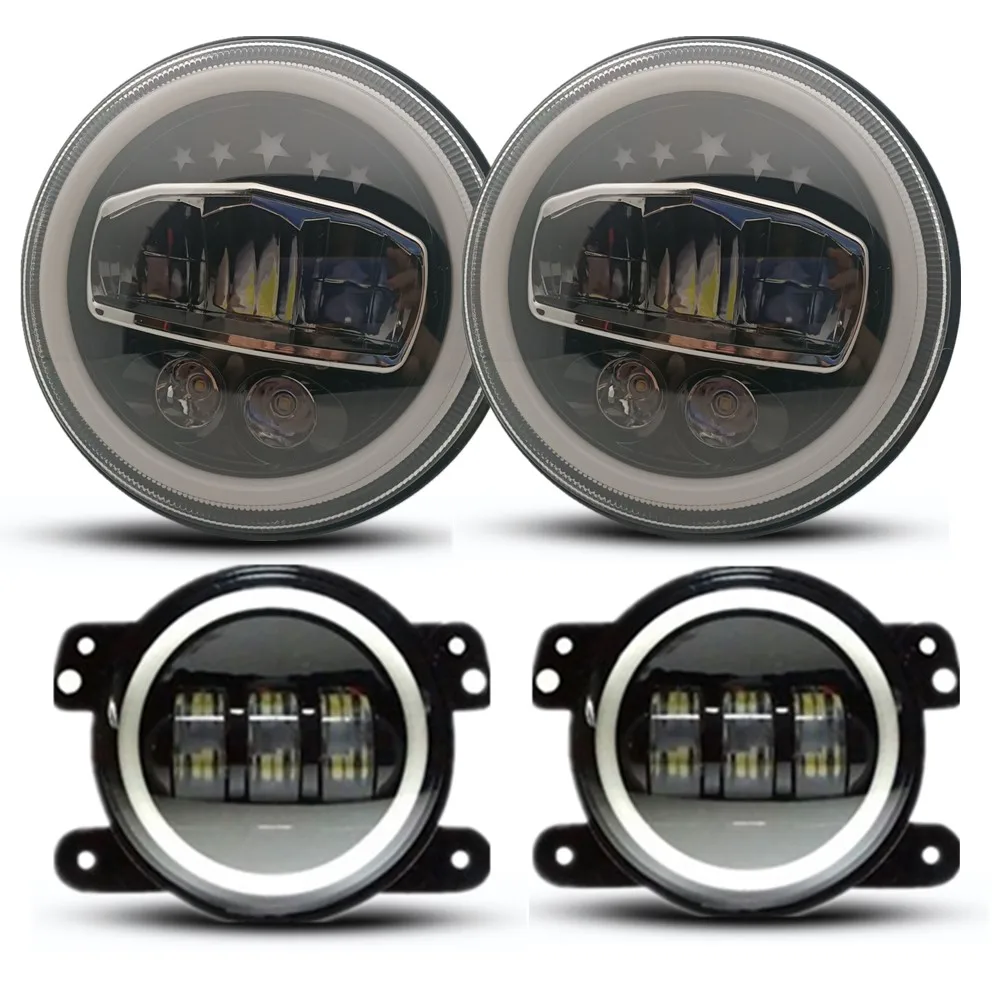 

Аксессуары для Jeep Wrangler JK Автомобильная фара 7 дюймов 5 звезд стиль с передним бампером гало Противотуманные фары 4 дюйма DRL сигнал поворота