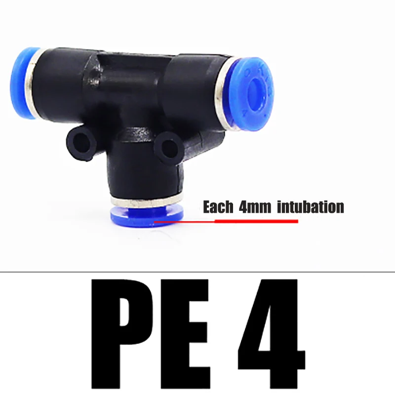 3-полосная Т-образная Тройник Пневматический фитинг 4 мм 6 8 10 12 OD шланг трубка Push In