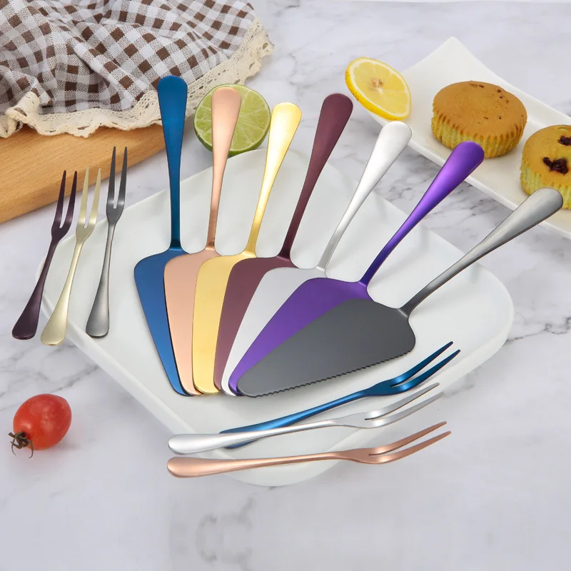 Stainless Steel Cake Shovel Creative Pizza Fruit Fork Butter Knife Cheese Two Teeth Dessert Baking Tool Bakeware |