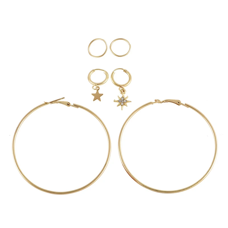 2019 новые серьги модный тренд звезды Солнце большие круглые комбинация серег