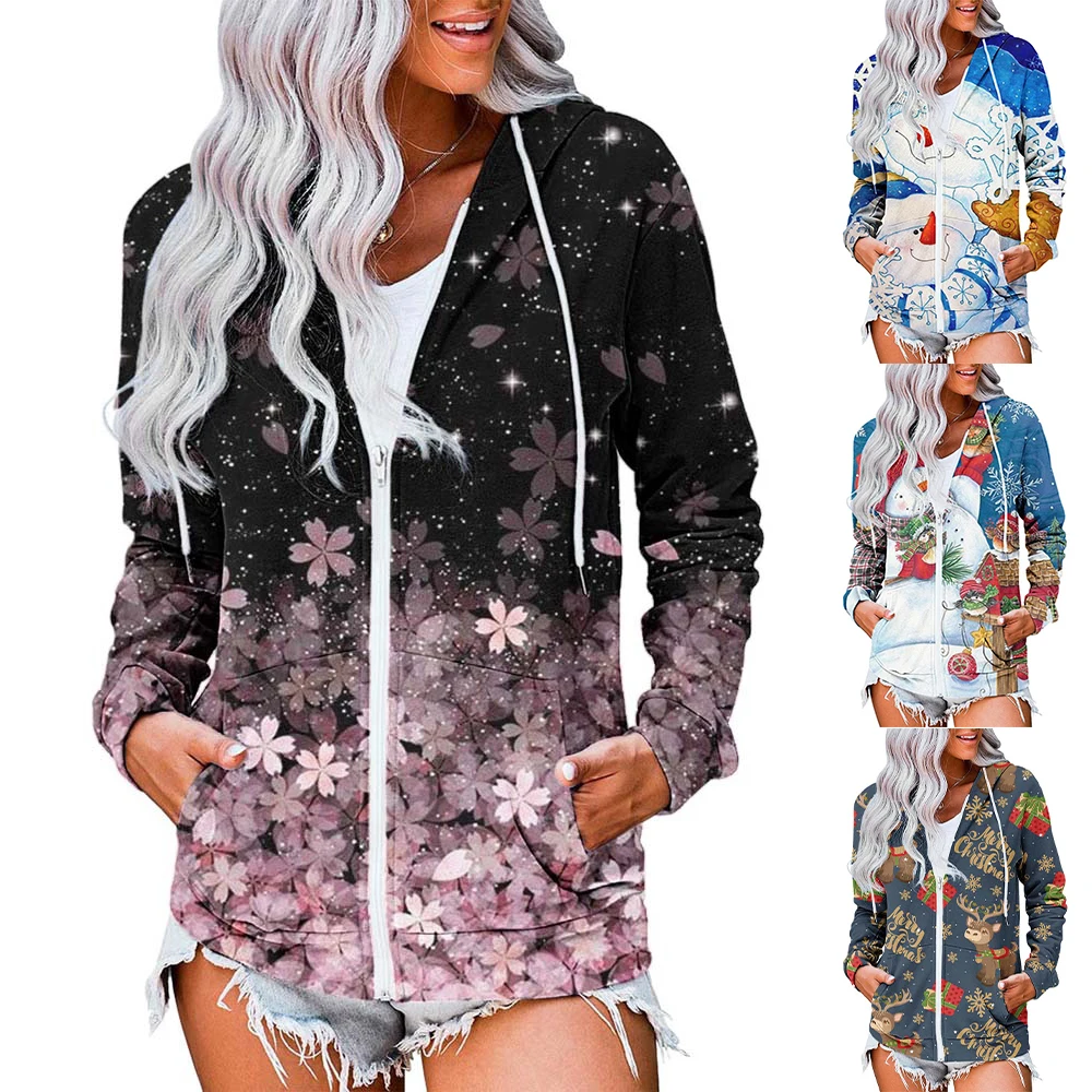 

Women Blouses Christmas Spring/Autumn Basic Snowman Tee Shirt Long Sleeve Hooded Tops Knit Hoodie Blouses Tshirt