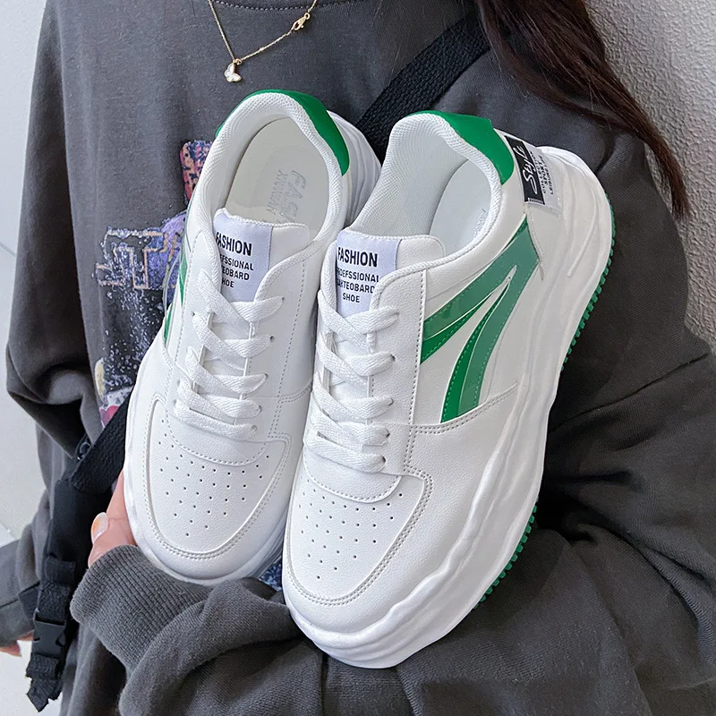 Web celebrity ins new white shoe tide female han edition board shoes X8802 fall 2021 flat white shoes