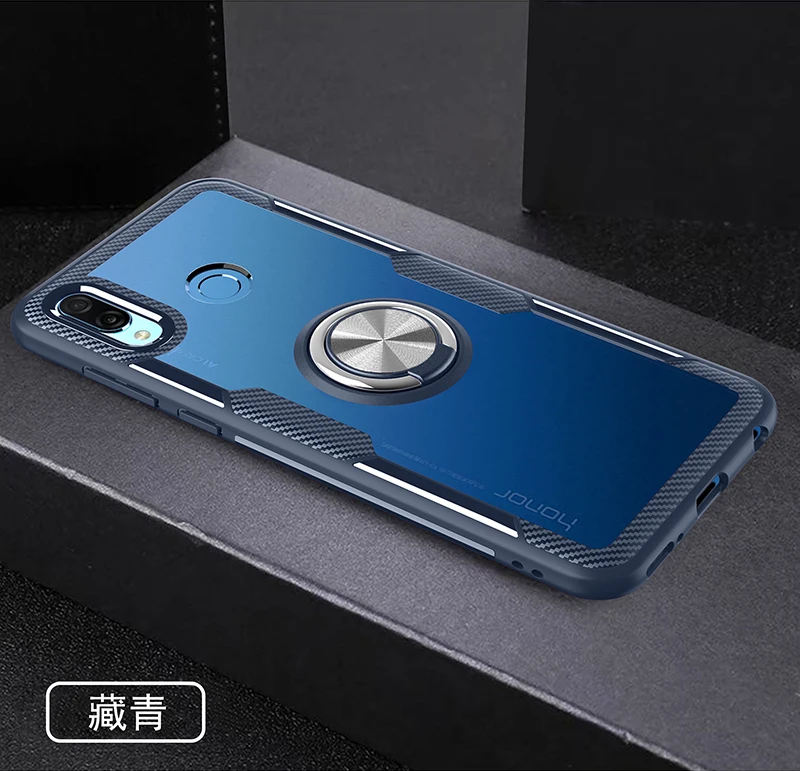 Чехол для huawei honor 20, чехол для honor 20 Pro с магнитной опорой, кольцевой чехол для honor 10, 10 lite, honor play, прозрачный чехол - Цвет: Tibetan blue