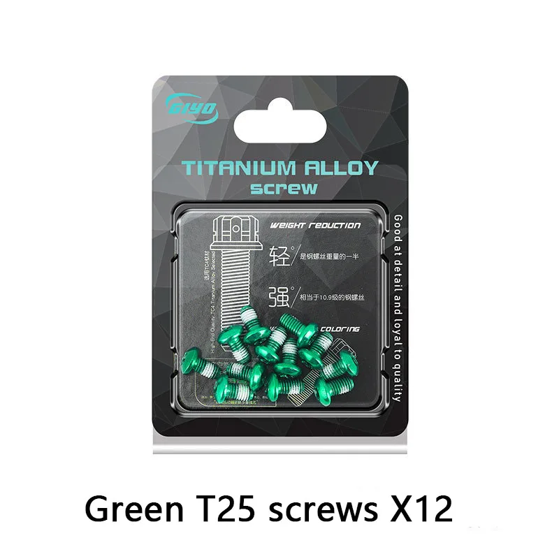 

GIYO 12pcs Bicycle Color Brake Disc Screw Mountain Bike Disc Screw Colorful T25 Disc Brake Pad M5*10