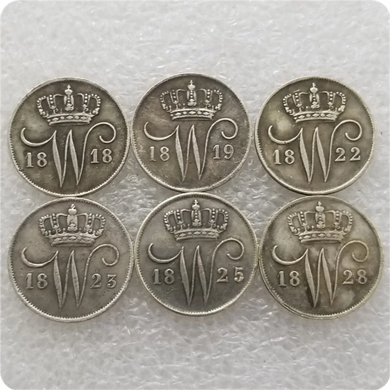 

Netherlands 1818,1819,1822,1923,1825,1828 Silver Dollar Commemorative Collectible Coin Gift Lucky Challenge Coin