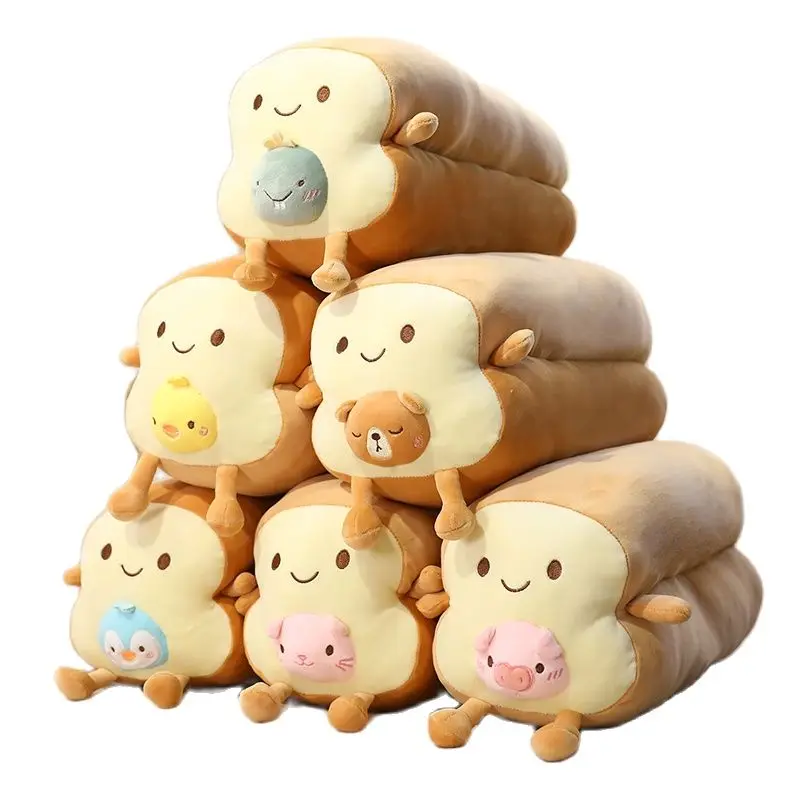 

40/80cm Long Bread Plush Toy Combined Animal Fully Stuffed Food Toast Pillow Sleeping Bolster Creative Gift for Kids