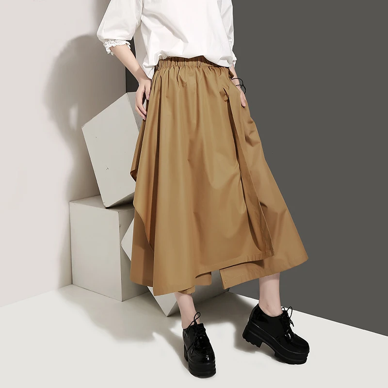 Новинка 2019 корейский стиль однотонные длинные штаны цвета хаки эластичная