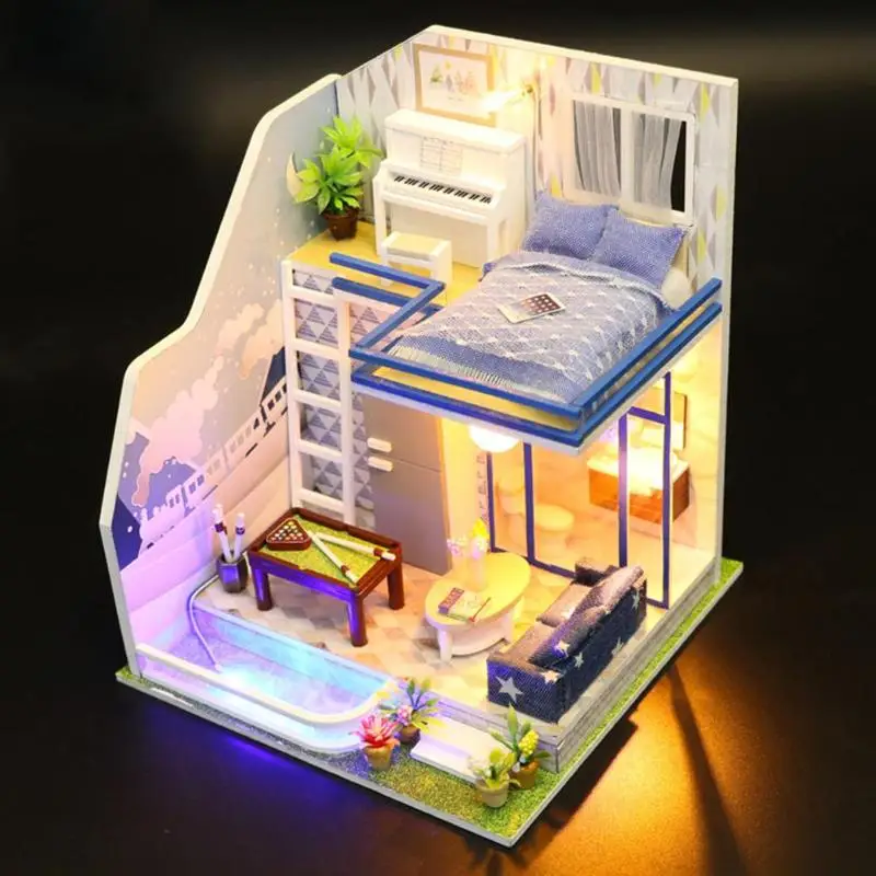 DIY деревянный кукольный дом Miniaturas набор мебели миниатюрный Кукольный домик