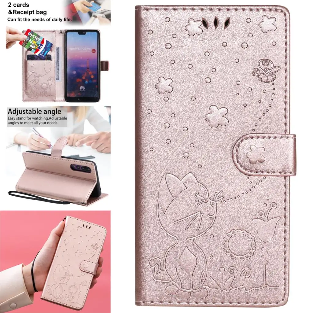 Чехол-Кошелек из искусственной кожи с тиснением 3D для Huawei P20 Защитные чехлы Ascend