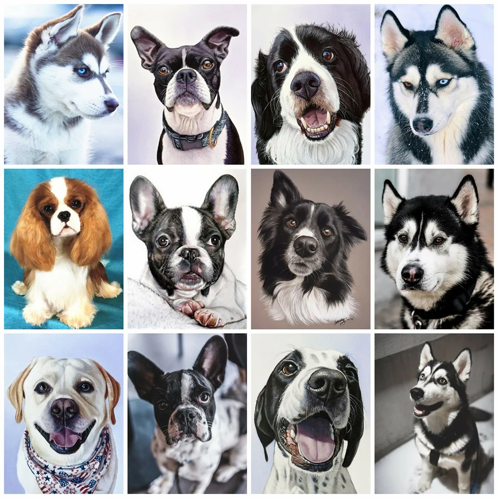 

MomoArt 5D DIY Diamond Embroidery Dog Cross Stitch Diamond Painting Full Square Drill Animal Mosaic Kits Needlework Home Decor