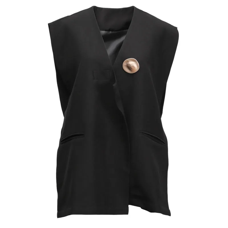 Женский жилет без рукавов XITAO модный черный свободного размера плюс ZLL4692 весна 2020