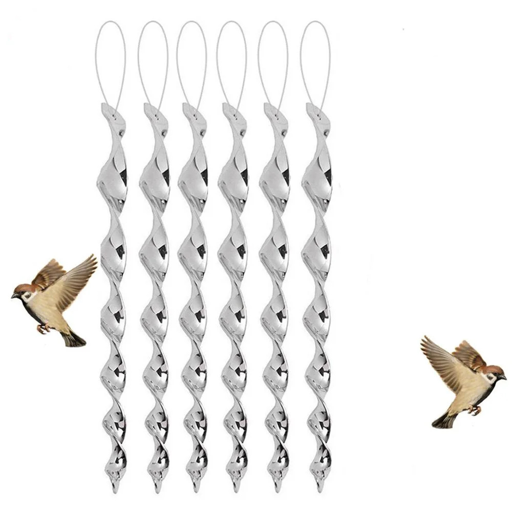

6PCS Screw Type Silver Wind Twisting Repellent Rods Wind Twisting Scare Rods