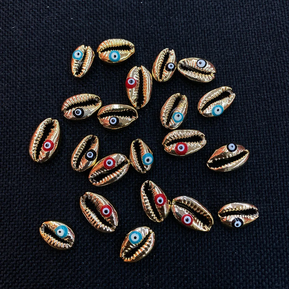 

Exquisite Natural Conch Shell Eyeball Charm Electroplating Gold for DIY Jewelry Handmade Home Decoration Wind Chime Pendant10pcs
