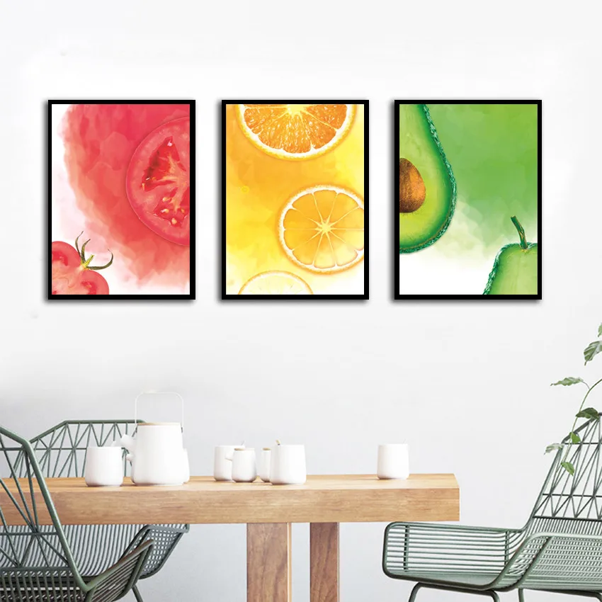 

Fruit Decoration Painting Avocado Tomato Orange Canvas Poster Can Be Customized Home Living Room Wall Modern Decoration