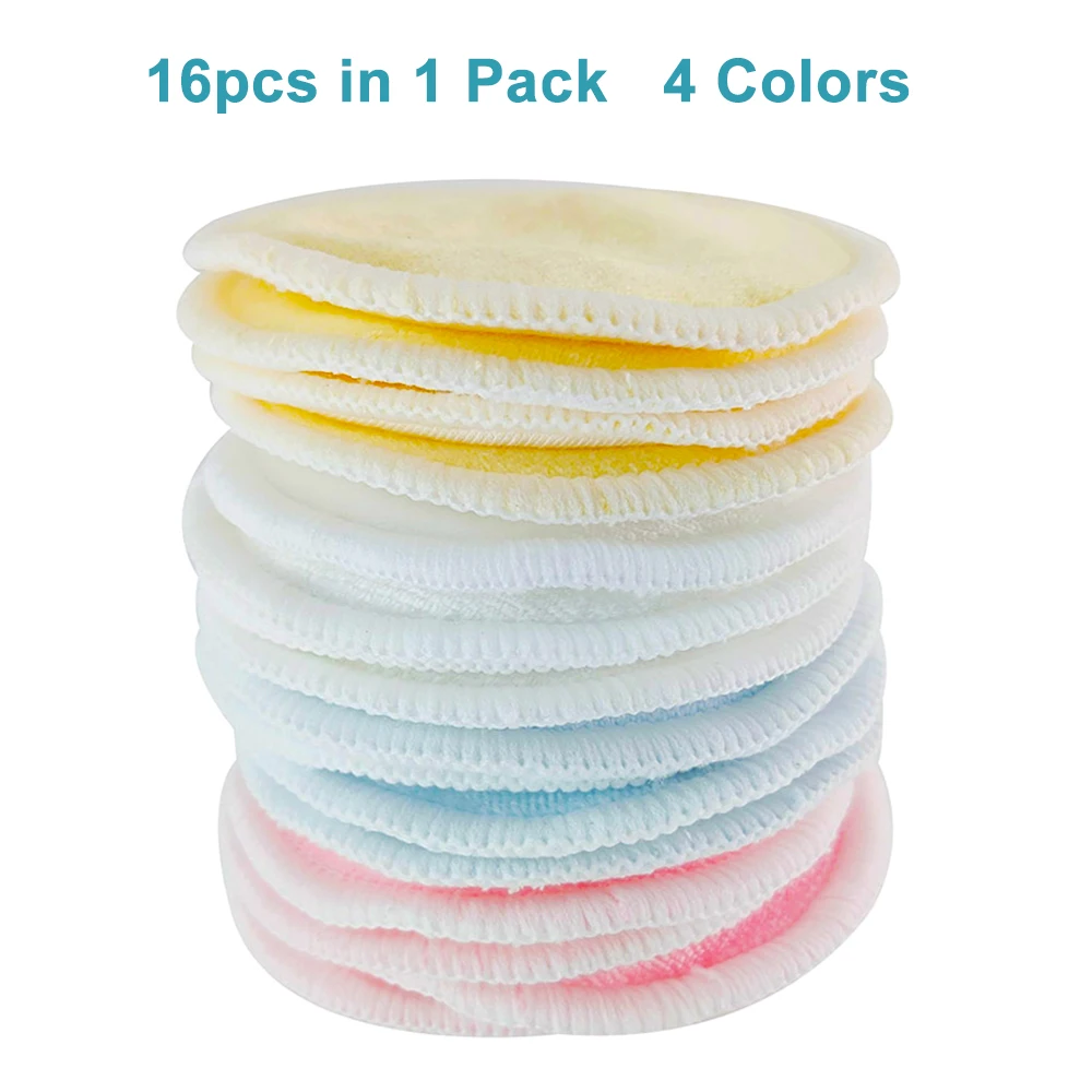 Facial Cleanser Velvet Reusable Makeup Remover Pads with Mesh Bag 16Pcs Microfiber 3 Layers Washable Cotton Puff | Дом и сад