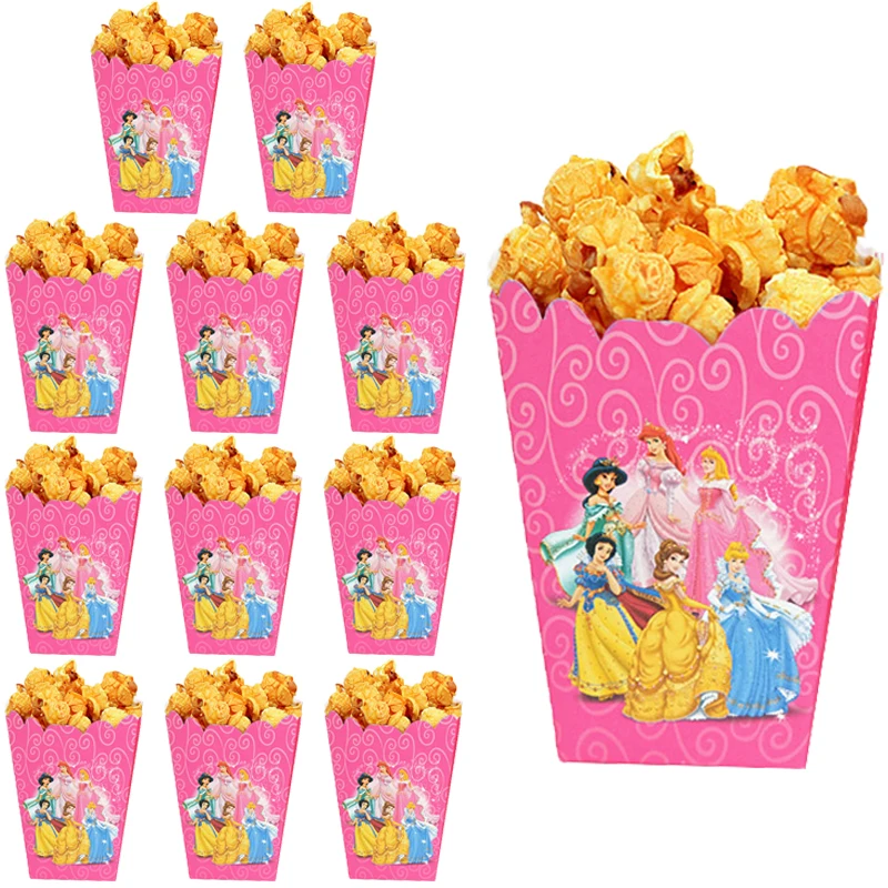 

6pcs/set Popcorn Box For Kids Children Six Princess Theme Birthday Party Baby Shower Party Decoration Party Supplies