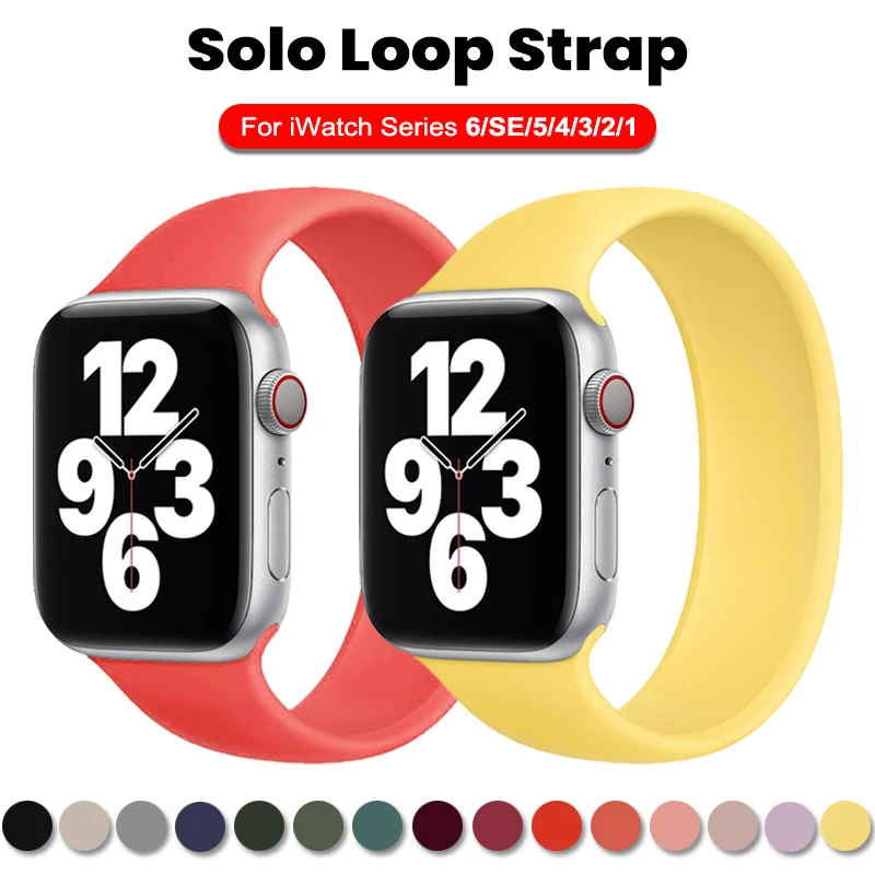 

Solo Strap For Apple Watch 6 Band 40mm 44mm iWatch Serie 4/5/6/SE Elastic Belt Silicone Loop Bracelet Apple Watch Band 42mm 38mm