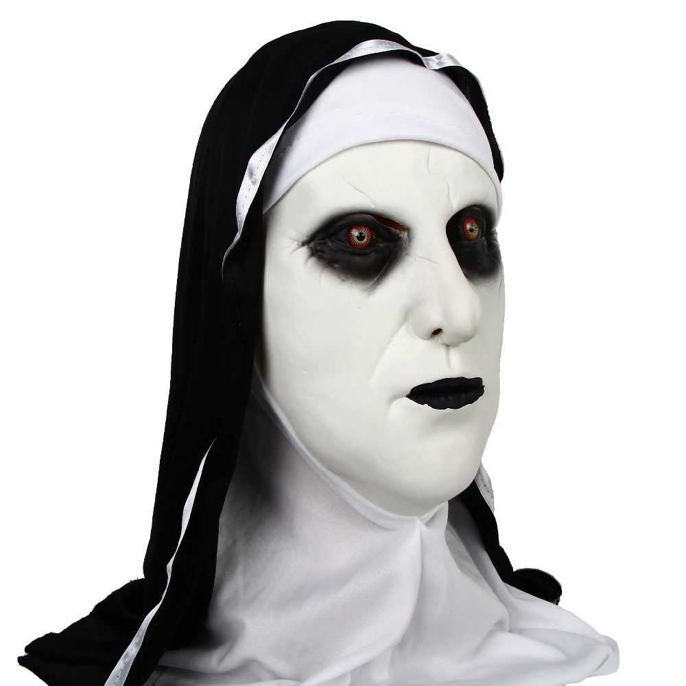 Страшная ужасная латексная маска монахини головной платок валак реквизит для
