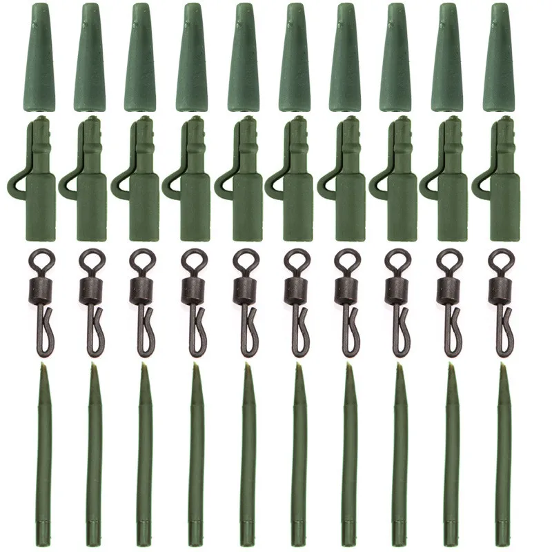 

40PCS Carp Fishing Accessories Lead Clip Quick Change Swivel Tail Rubber Anti Tangle Sleeves for Carp Rigs Coarse Fishing Tackle