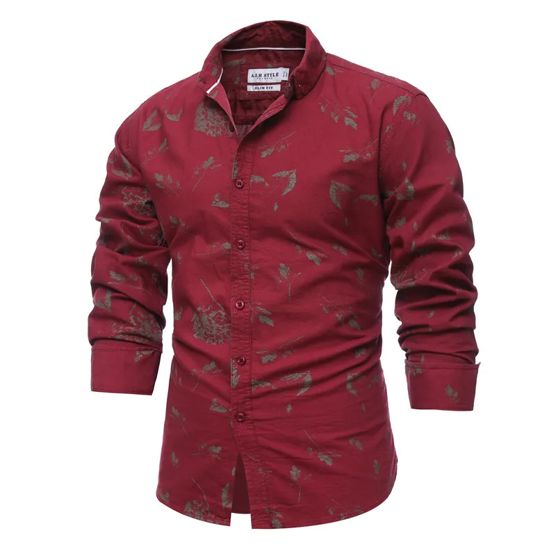 2022 Spring Cotton Print Men's Shirt Slim Fit Business Casual Man Shirt Men's Clothing Top Shirts for Men