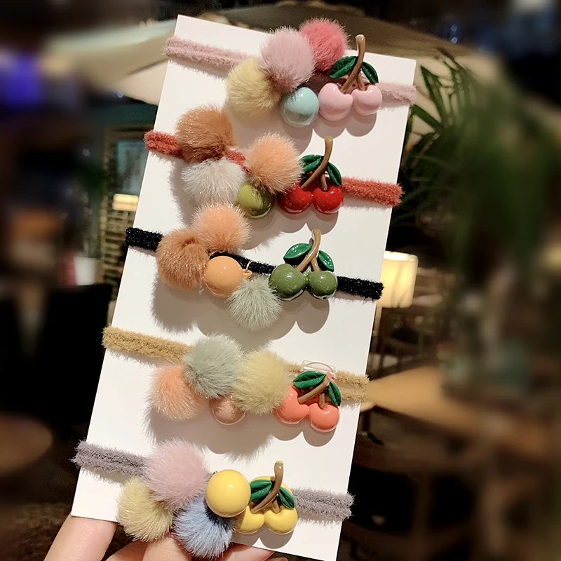 Резинки для волос женские и разноцветные резинки фиксации хвостиков с вишенками