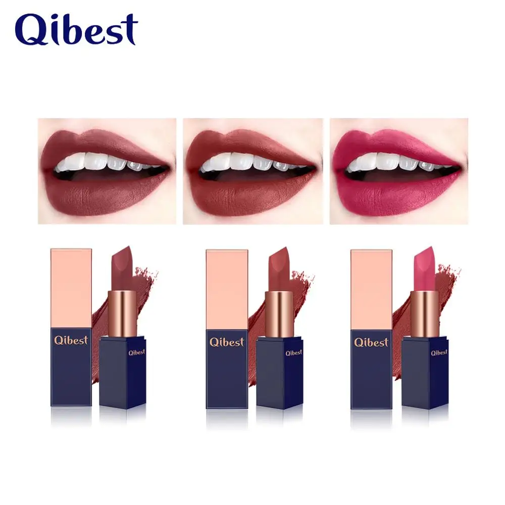 Qibest 12 Shade Nude Color Matte Lipstick Waterproof Pigment Red Long Lasting Makeup batom matte Maquillajes |