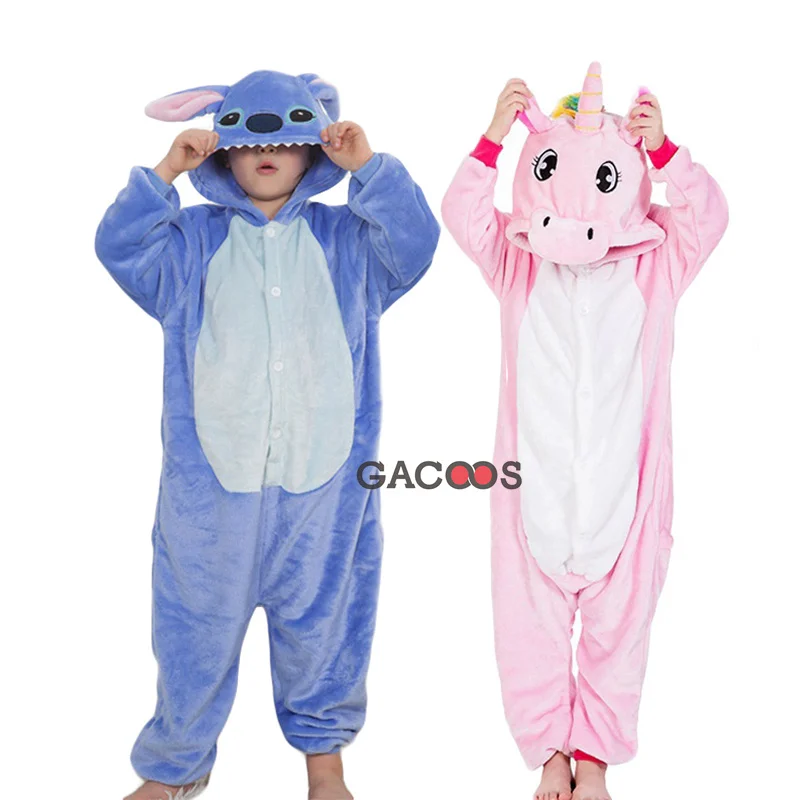 Пижама для мальчиков и девочек зимняя Фланелевая пижама с рисунком животных