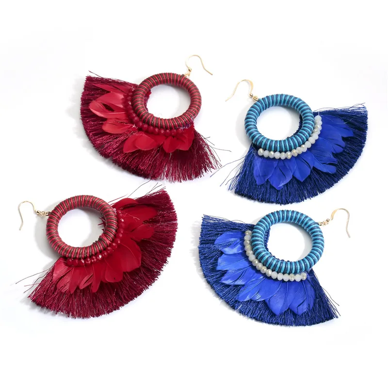 Богемные серьги-капли-большие серьги-висячие серьги-серьги для женщин-серьги