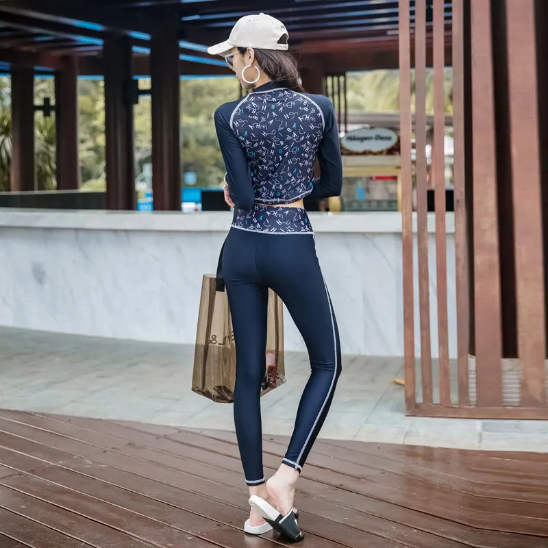 3 шт./компл. купальники с Длинными Рукавами Rashguard женское танкини укороченный топ