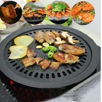 round iron korean bbq grill plate barbecue non stick pan set with holder set