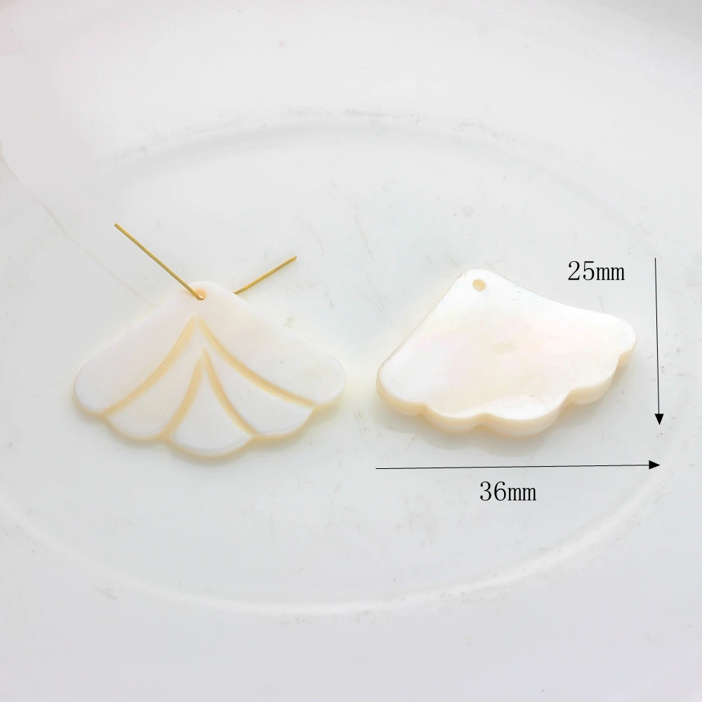 Natural White Shell Charms Ginkgo Leaf Fan Shaped Water Drop Round 2PCS For DIY Jewelry Making Finding Accessories | Украшения и