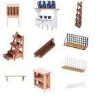 Кукольный домик 1:12, миниатюрная деревянная коричневая настенная полка с баночками и яйцами, аксессуары для кукольного домика, кухонная мебель