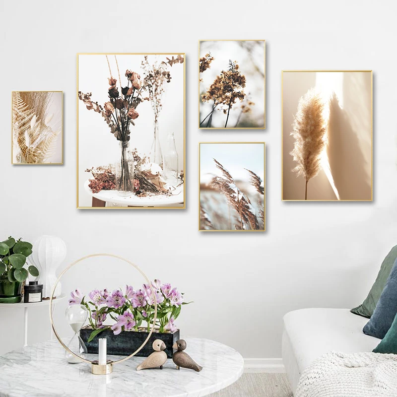 

Dried Flower Plant Beige Reed Wheat Nordic Posters And Prints Wall Art Canvas For Living Room Home Decor Painting Wall Pictures