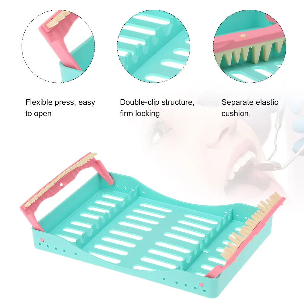 Dental Plastic Sterilization Rack Surgical Instrument Disinfection Box Autoclave Cassette Burs Disinfection Holder Dental Tool
