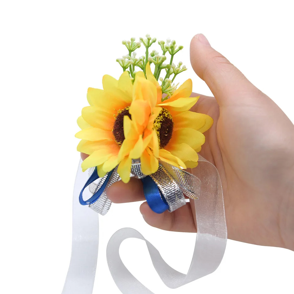 Женский корсажный браслет Kyunovia бутоньерка с подсолнухами для невесты свадьбы 2019