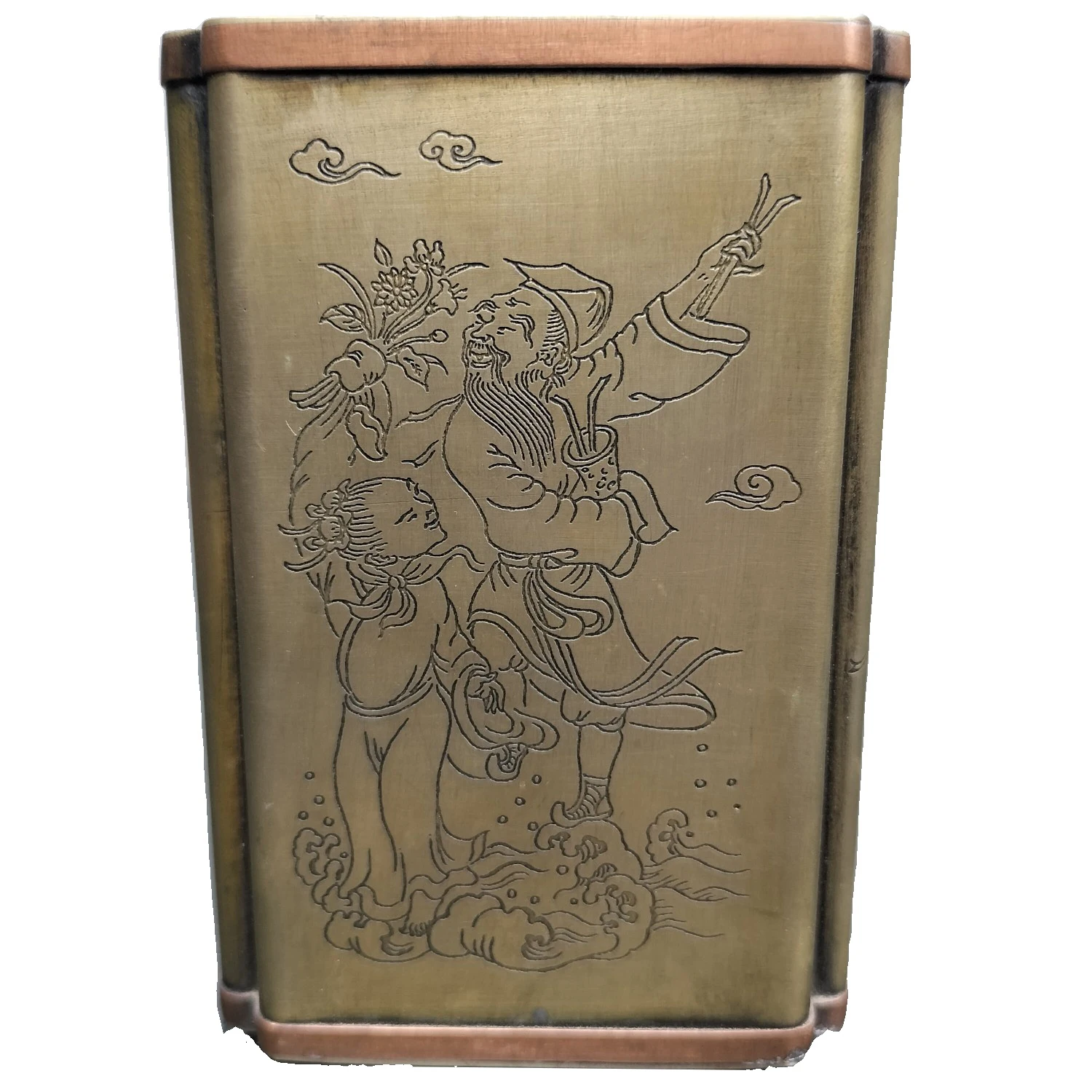 

LaoJunLu старинная коллекция имитации красной меди ручная гравировка Восемь Бессмертных держатель для учебных ручек украшения имитация антик...